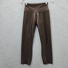 Alo Yoga Women Activewear Pants Small Gray Crop Leggings High Rise READ