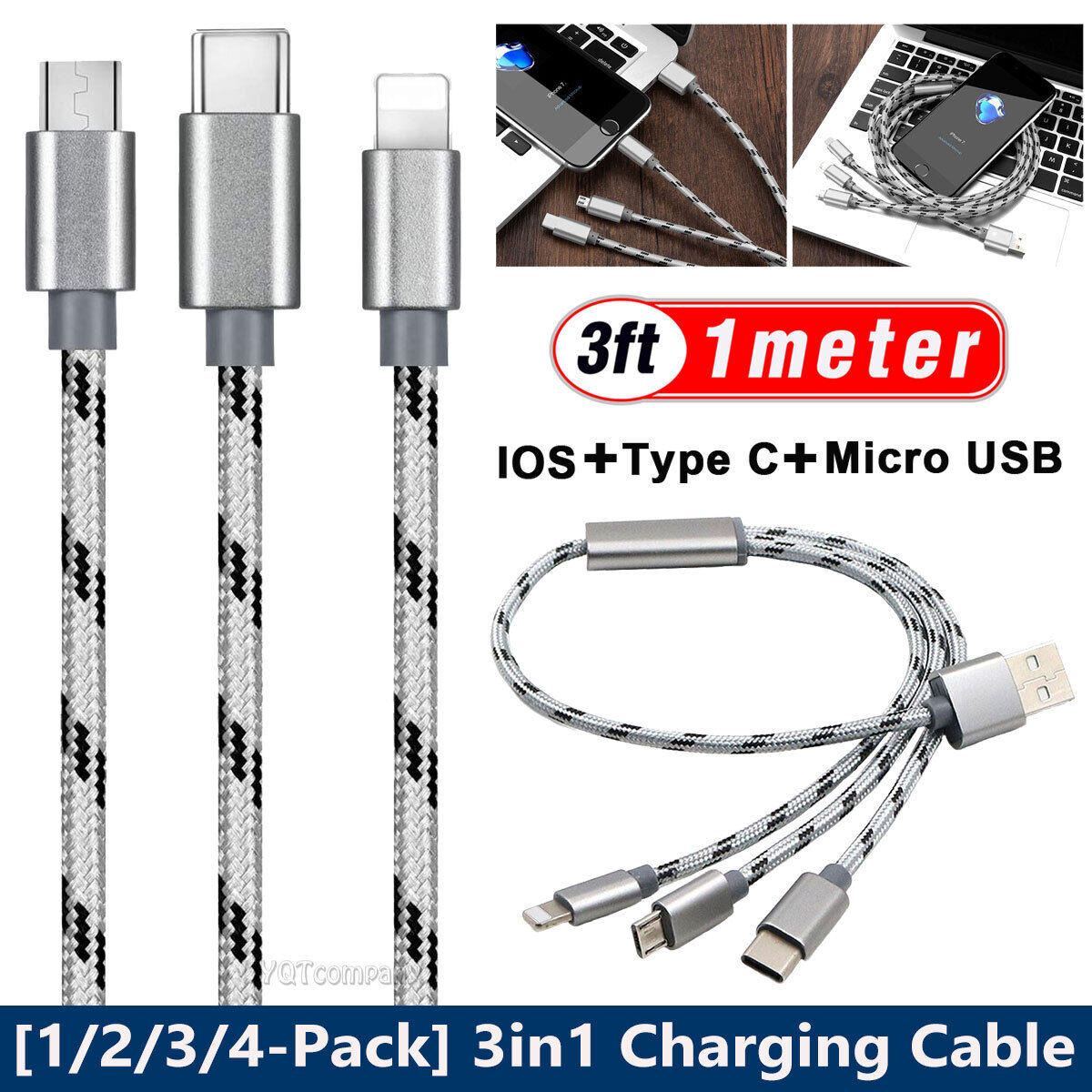 Hylde rytme i dag 3 in 1 USB Charging Cable Universal Charger Cord For Apple iPad Mini 1/2 /3/4/Air | eBay