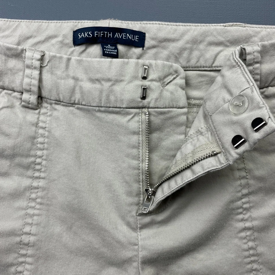 Saks Fifth Avenue Bermuda Shorts Women’s Size 4 Khaki Casual Cotton Chino Preppy - Image 4 of 4