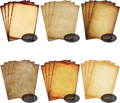 Stationary Paper 48 Pack Parchment Antique Colored Printed Paper, Stationery ...