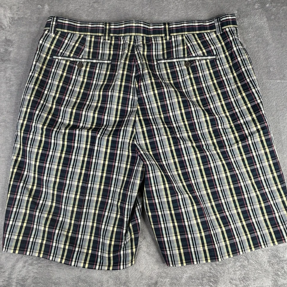 Pantalones Cortos Cutter & Buck Para Hombres 40T Azul Marino A Cuadros Frente Plano 100% Algodón Informal Golf Foto 3 de 4