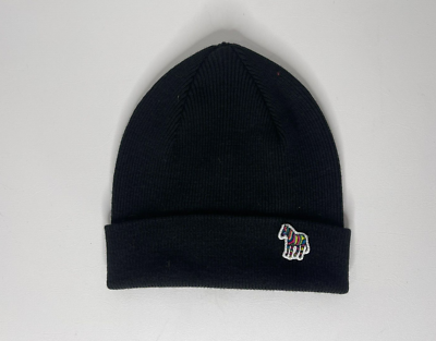 New PS Paul Smith Zebra Logo Ribbed 100% Lambswool Beanie  display picture 2