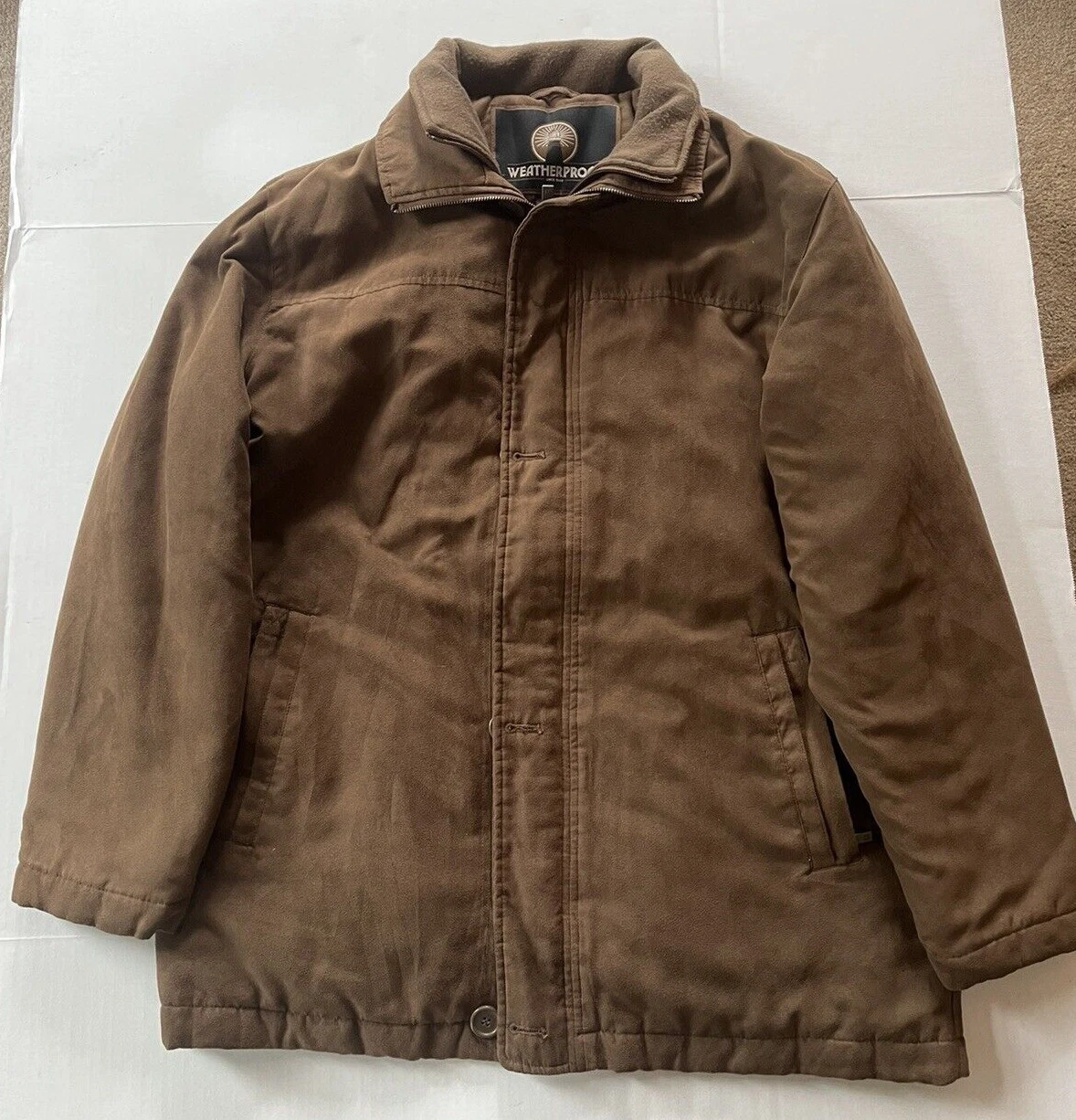 Weatherproof 1948 Mens Microsuede Quilted Lined Jacket Brown Sz L