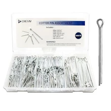 1000 Piece Cotter Pin Assortment Kit - 6 Sizes 1/16” to 5/32” Durable Split P...