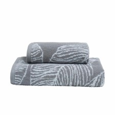 Hand Towels 2 Pack Patterned Geometric Tropical Abstract Grey Green Monochrome