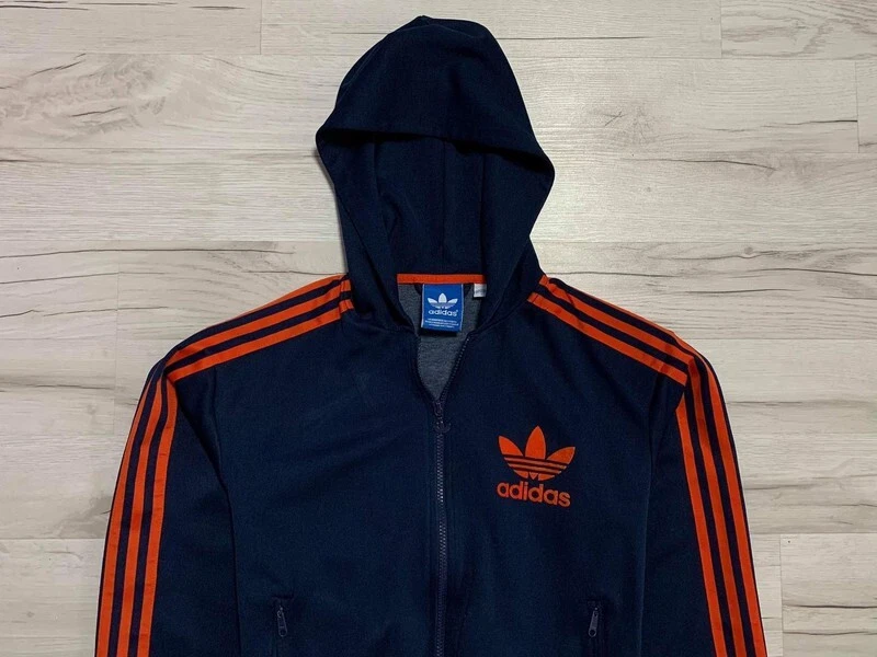 Adidas Firebird Hoodie Trefoil Blue eBay 3 Track | Top S 90s Jacket Stripes Size Navy