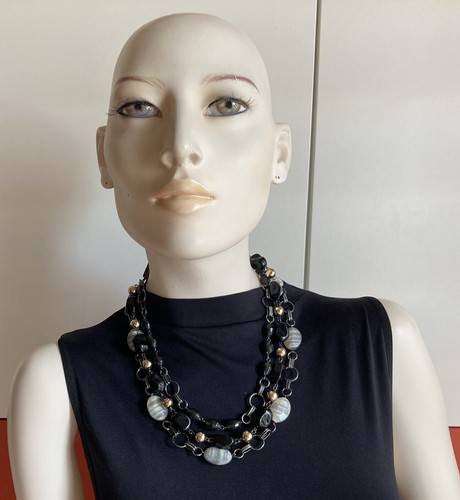 Collier Sautoir Multicolore Ruban Et Perles - Bijou Fantaisie Neuf - Idée Cadeau Ou Soirée