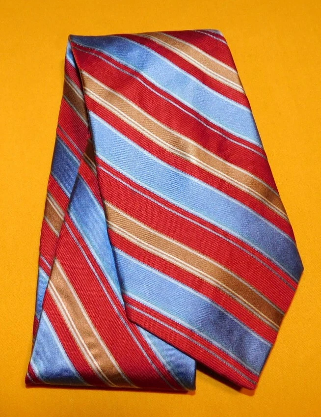 CORBATA A RAYAS IKE BEHAR HECHA EN EE. UU. ROJA/AMARILLA/AZUL - CORBATAS - CORBATAS DE DISEÑADOR. Foto 2 de 3