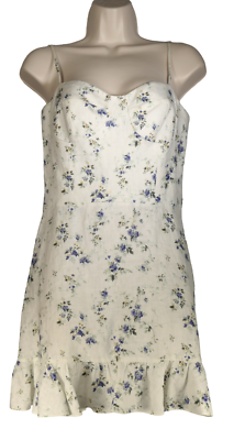 Reformation Mariana Mini Dress Women Size 6 Ivory Floral Linen Boho  Sundress | eBay