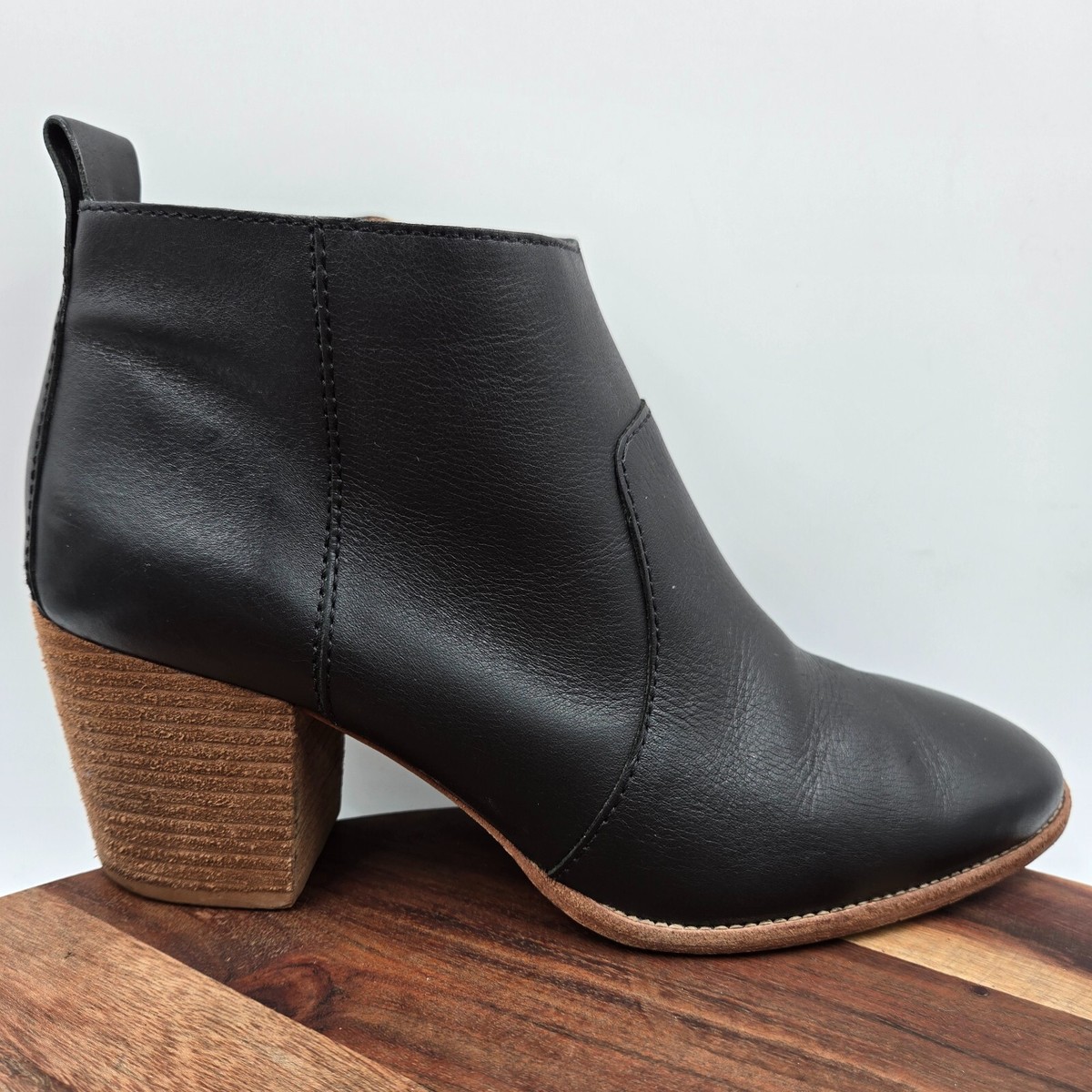 Madewell Brenner Boots Women's 9.5 Black Brown Leather Blocker
