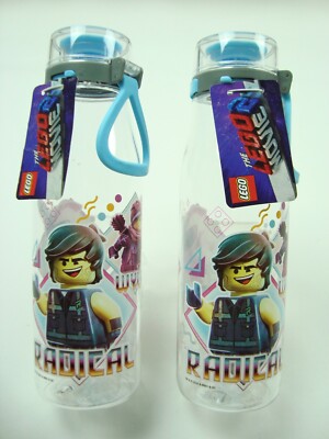 LOT of Zak Designs The LEGO Movie 25oz Plastic Water Bottle Blue/Clear 