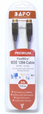 BAFO Premium IEEE 1394 Firewire / Sony i.LINK Cable 3FT 9/9 9 Pin To 9 Pin