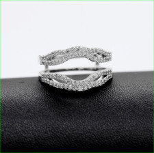 3CT ROUND REAL MOISSANITE WOMEN'S CHRISTMAS WEDDING RING 14K SILVER GOLD PLATED.