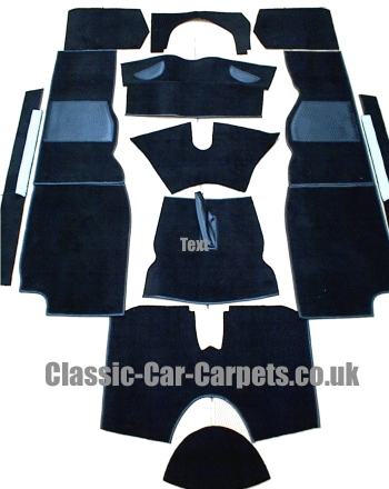 Triumph TR4A - TR6 Full Black Hessian Backed Carpet Set - New, OE High Quality - Bild 1 von 4