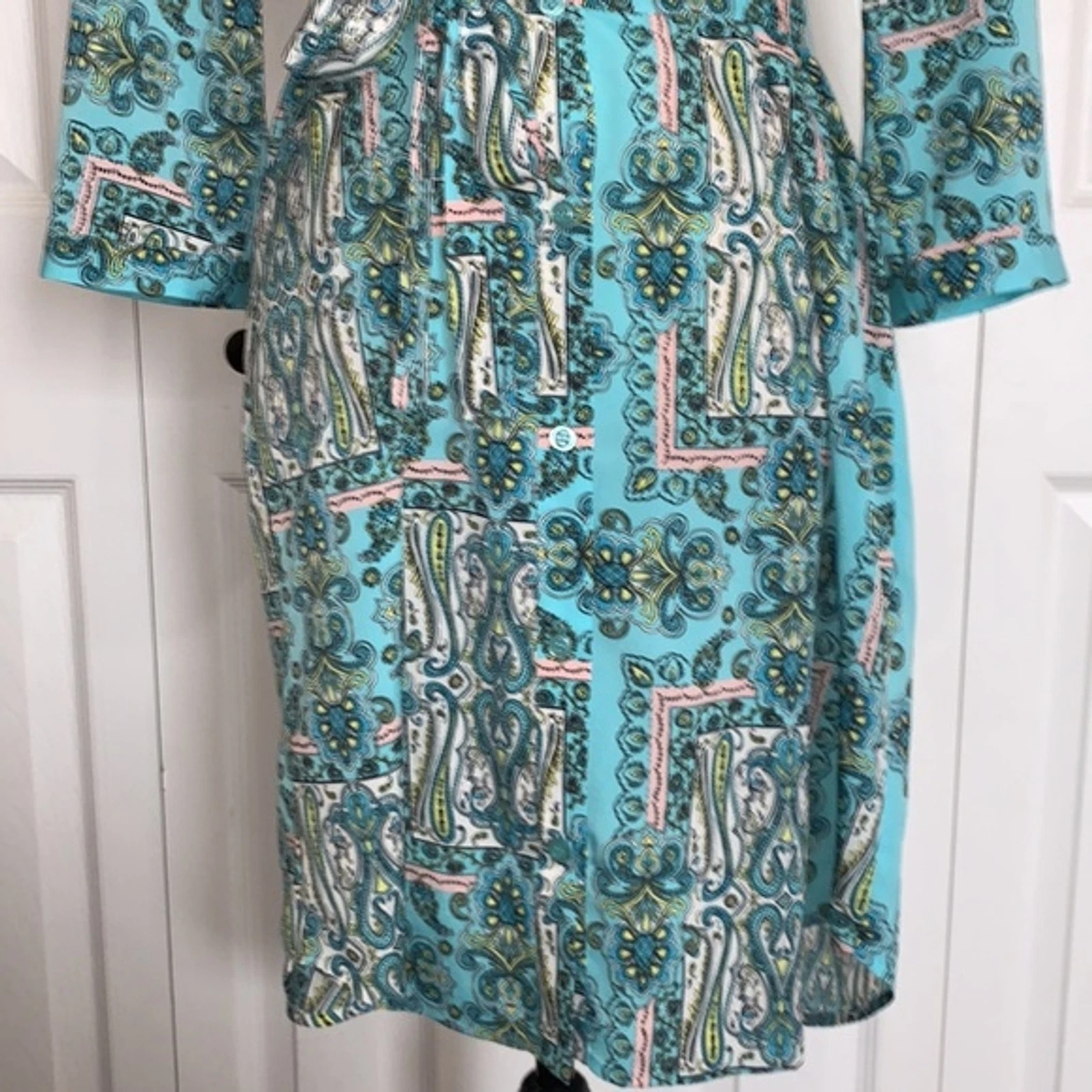 UNDERCOVER Victoria’s Secret Paisley Belted Button Down Shirt Dress Sz L