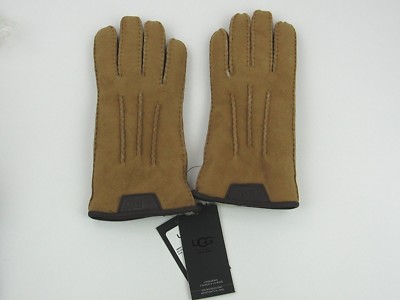 UGG MEN'S CASUAL GLOVES WITH LEATHER LOGO CHESTNUT NWT SIZE MEDIUM 1090073