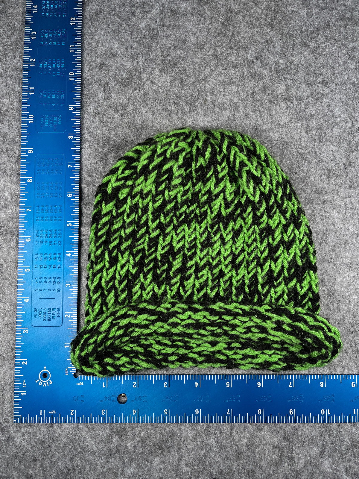 Beanie Toque Youth One Size Lime Green Black Stripe Knit Acrylic Blend Skate-image