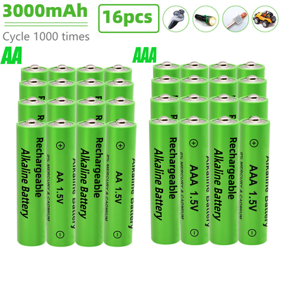 #ad 16PCS 3000mAh Alkaline Battery 1.5V AA AAA Rechargeable Battery 1000 Cycle $11.99