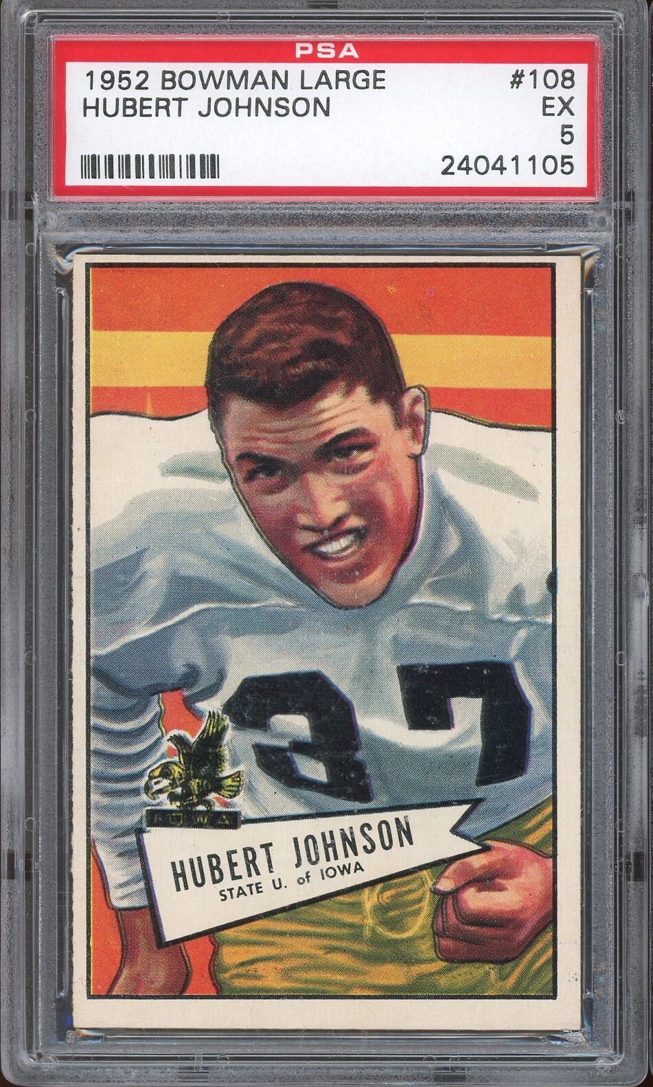 1952 Bowman Large Football #108 Hubert Johnston Johnson PSA 5