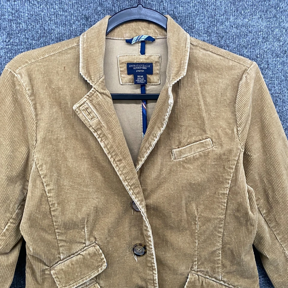 American Eagle вельветовая куртка женщин M желтовато-коричневый на пуговицах винтажный 90-х Western амбара - Изображение 2 из 4