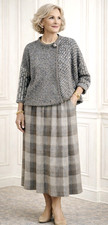 VINTAGE ESCADA Dark Gray/Brown Wool/Alpaca Skirt/Sweater Set W.Germany 40/10US