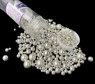 Edible Pearl Sugar Sprinkles Silver Candy 120g/ 4.2oz Mixing Size Baking Cake...