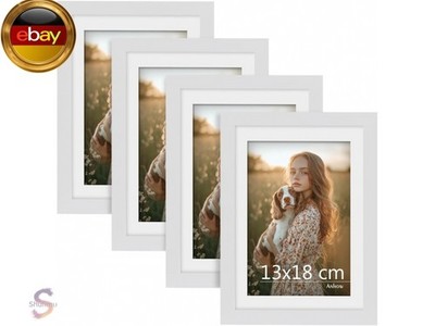 Anhow 4er Bilderrahmen 13x18 cm, PVC Fotorahmen Collage Set mit Passepartout
