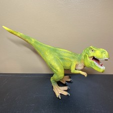 2013 Schleich Dinosaur Tyrannosaurus Rex T-Rex  10" Long, light green tail up 