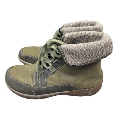 Chaco Women's Sz 8.5 Barbary Chukka Hiking Boots Green Leather Lined Ankle