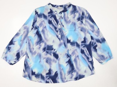 Christy Damen blau abstrakt Tunika Bluse 3/4 Arm Größe 18
