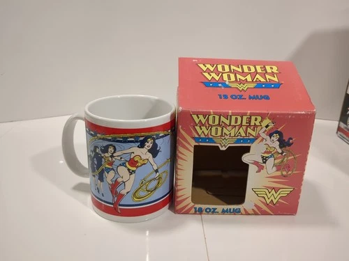 Wonder Woman Lasso Comic Book Hero Mug VTG  w/ Box 18 Oz  DC Comic