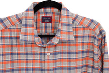 UNTUCKit Jones Shirt Men Large Orange Gray Plaid Flannel Cotton
