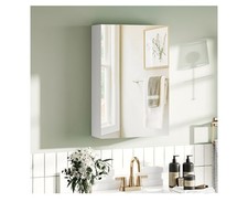 Bathroom Wall-Mounted Mirror Cabinet White Small Single Mirrored Door Storage UK