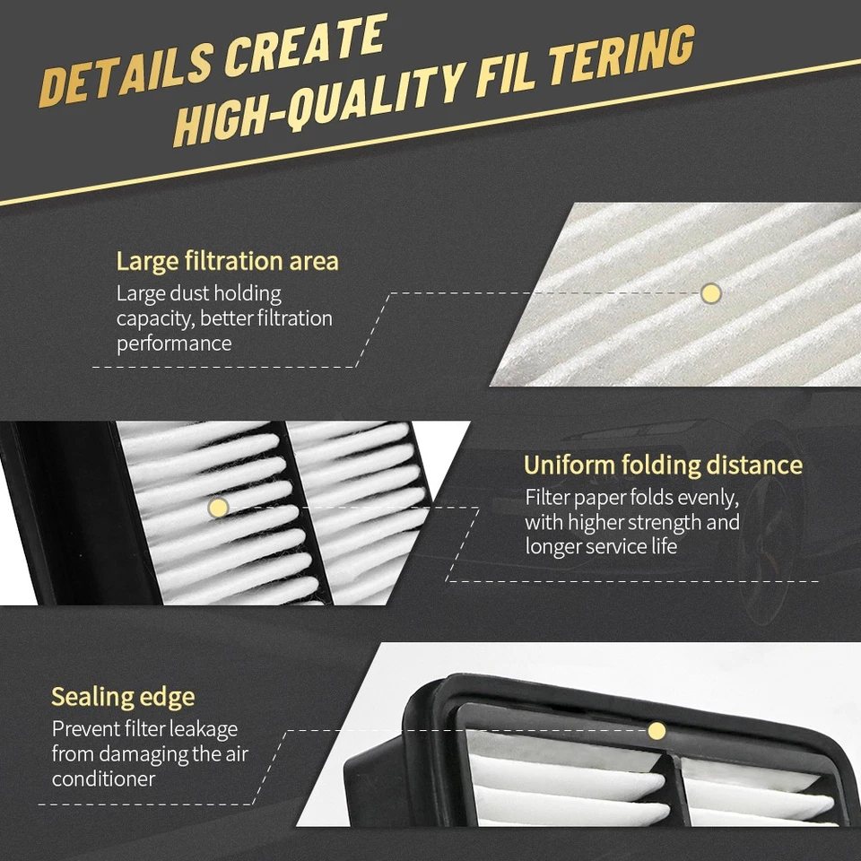 Filtro de aire del motor 2 piezas para Cadillac Escalade Chevrolet C1500 Tahoe K3500 Yukon Foto 3 de 4