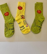 New 3 Pairs 2025 McDonald's Grinch Socks Adult Happy Meal Green  Yellow