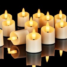 12 Pack Timer LED Flameless Votive Tealights, Ivory Base