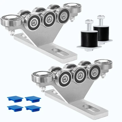 LOOKFOX 6+2 Wheel Unistrut Trolley with Roller Wheels Limit, Hoist Trolley Kit for Elect