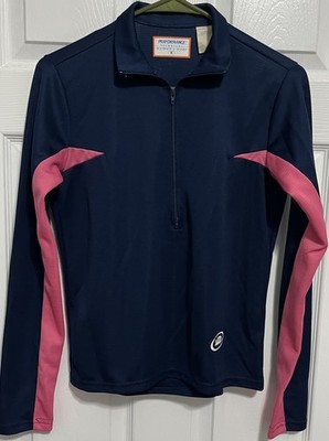 Performance Technical Women's M Cycling Jersey Top 1/4 Zip Long Sleeve Blue Pink