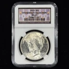 1922 $1 MS63 NGC Peace Silver Dollar - Fitzgerald Collection