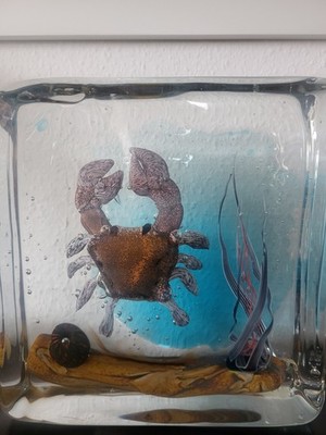 Murano Glass Shelly Crab Figur Skulptur Handarbeit