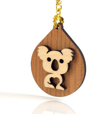 Anhänger Holz Koala Herz Laser-Cut Silhouette + gratis Kette - putzig Herzchen