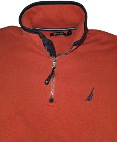 Nautica Sweatshirt Men’s XL Orange 1/4 Zip Long Sleeve Pullover Sweatshirt  image 6