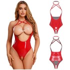 Women Romper Open Cup Bodysuit Underwear Jumpsuit Crotchless Sleeveless Sexy