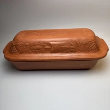 Vintage Gourmet-Topf 18” Clay Covered Roaster Oblong Pot Cleaned & Seasoned