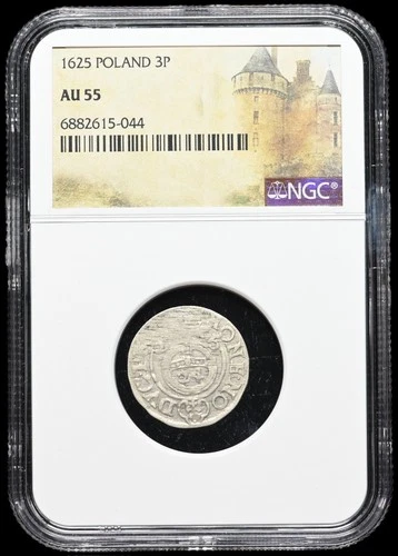 POLAND. Georg Wilhelm, 1625, Silver 1/24 Thaler (3 Polker), NGC AU55