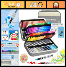 120 Color Acrylic Paint Markers Set - Soft Brush Tip Pens for DIY Crafts, Canvas