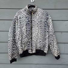 Vintage Fu Da International Silk Leopard Print Jacket Full Zip Size XL