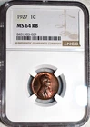 NGC MS-64 RB 1927-P Lincoln Cent, Richly Hued w/ Few Contact Marks, Looks 65.