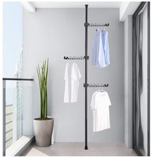 Spann Handtuchhalter Stange Wäschebügel Wäscheständer Balkon 3-stufig  