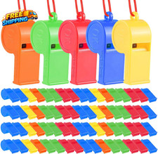 72Pcs Plastic Whistles Bulk Whistles Training Sports Whistles with Lanyard Loud.
